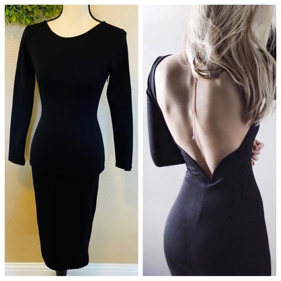 NWOT Va Va Voom Black Backless Midi Dress - Picture 1 of 9